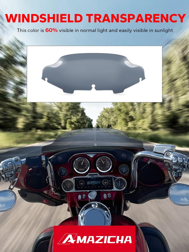 Amazicha Smoke Tint 6" Windshield Windscreen Compatible for Harley Davidson Touring Street Glide Electra Glide FLHT FLHTC FLHX 1996-2013 - Image 3